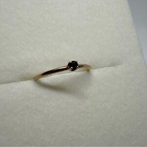 14k Yellow Gold Dainty Small Blue Spinel Stacking Ring Size 5.25 Stackable